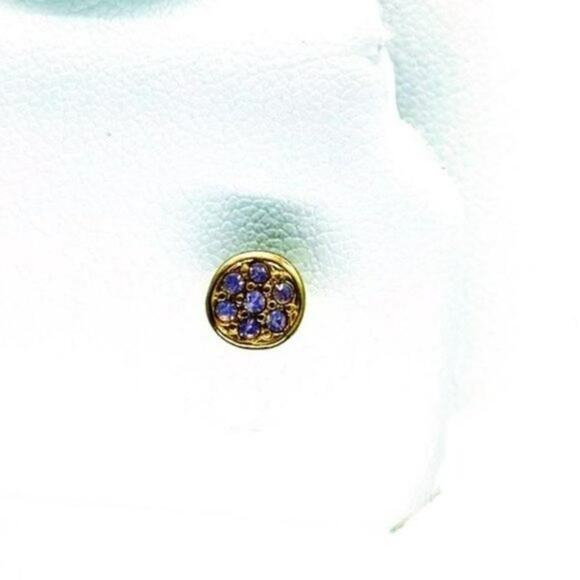 Gold-Tone Lavender Purple Rhinestone Stud Earrings - Picture 2 of 5